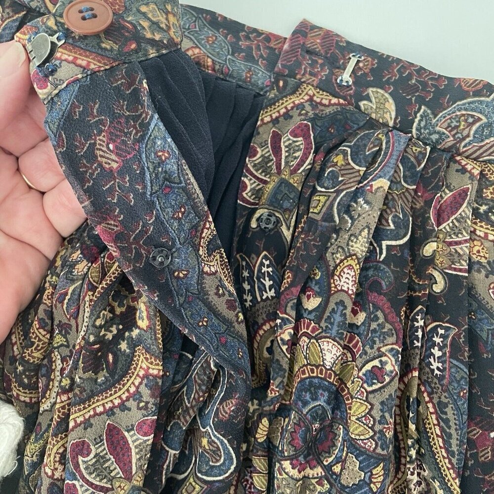 Ellen Tracy Linda Allard design Silk Lined Paisley Skirt 2 Dark Academia Fairy - Picture 9 of 11